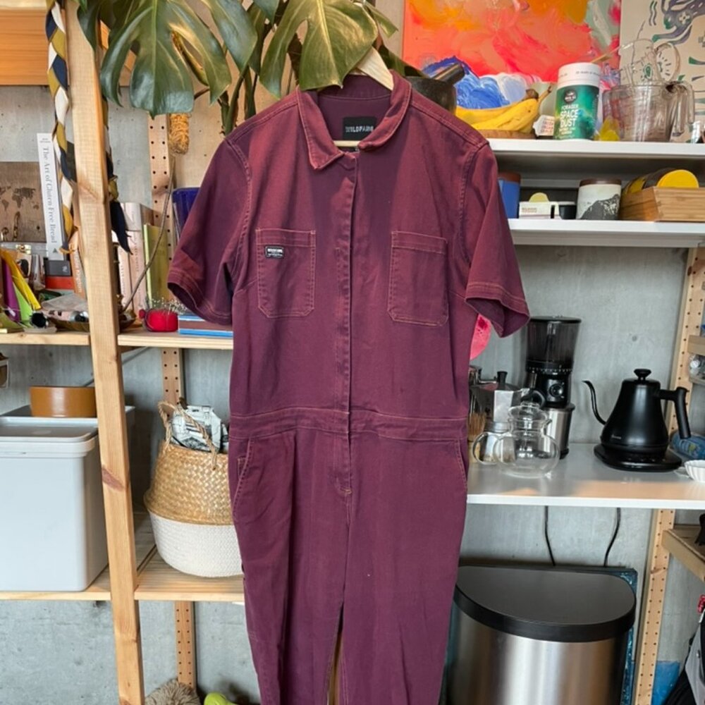 Wildfang Women's Burgundy Short-Sleeve Jumpsuit